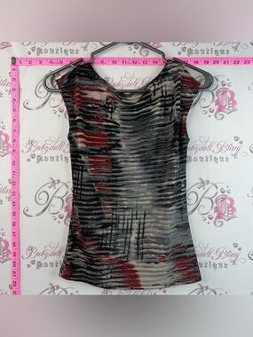 Tshirt top Women's Knit Top/ Tank topAbstract Stripe - Black, Gray & Red